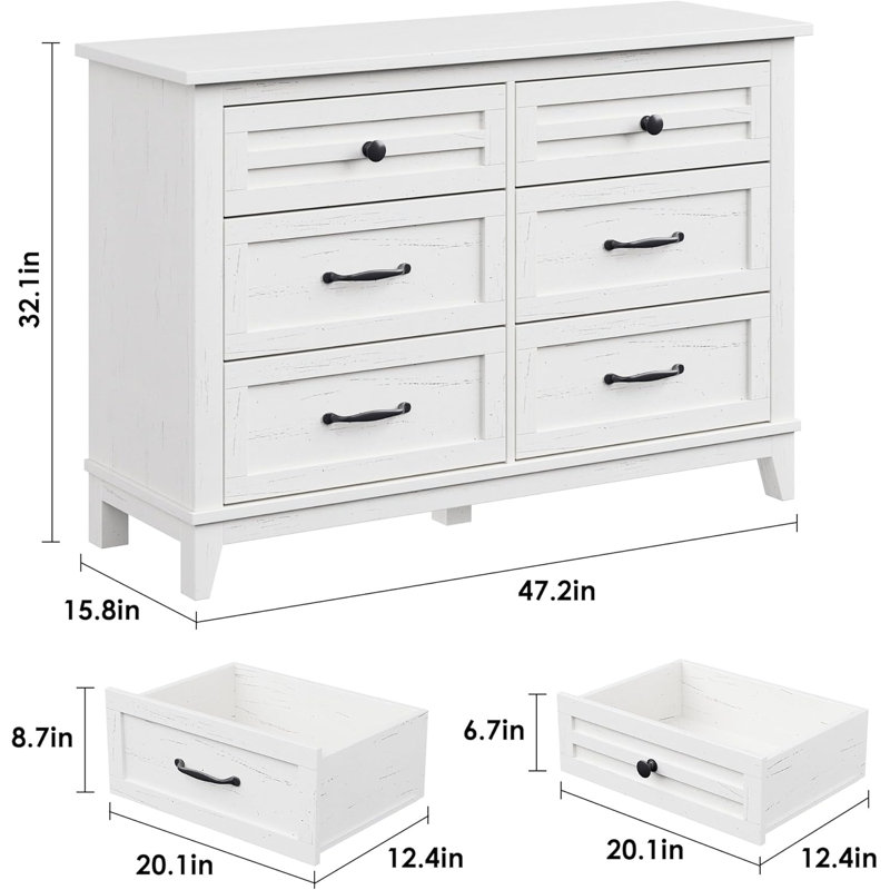 119.4cm W 6 - Drawer Chest of Drawers, White