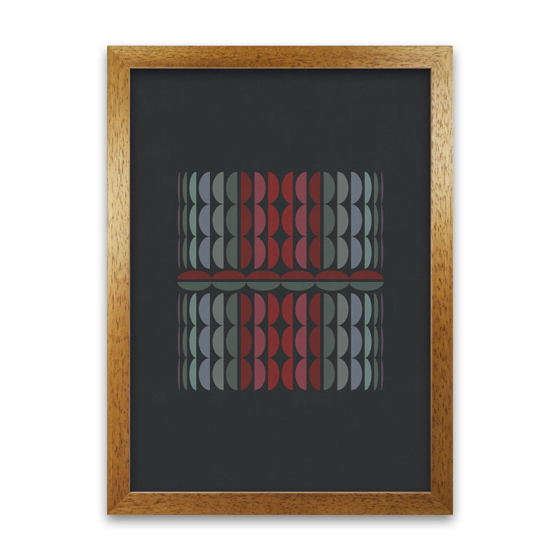 Abstract Shapes On Grey Original - Print, 30cm H x 21cm W x 3cm D, Oak Frame