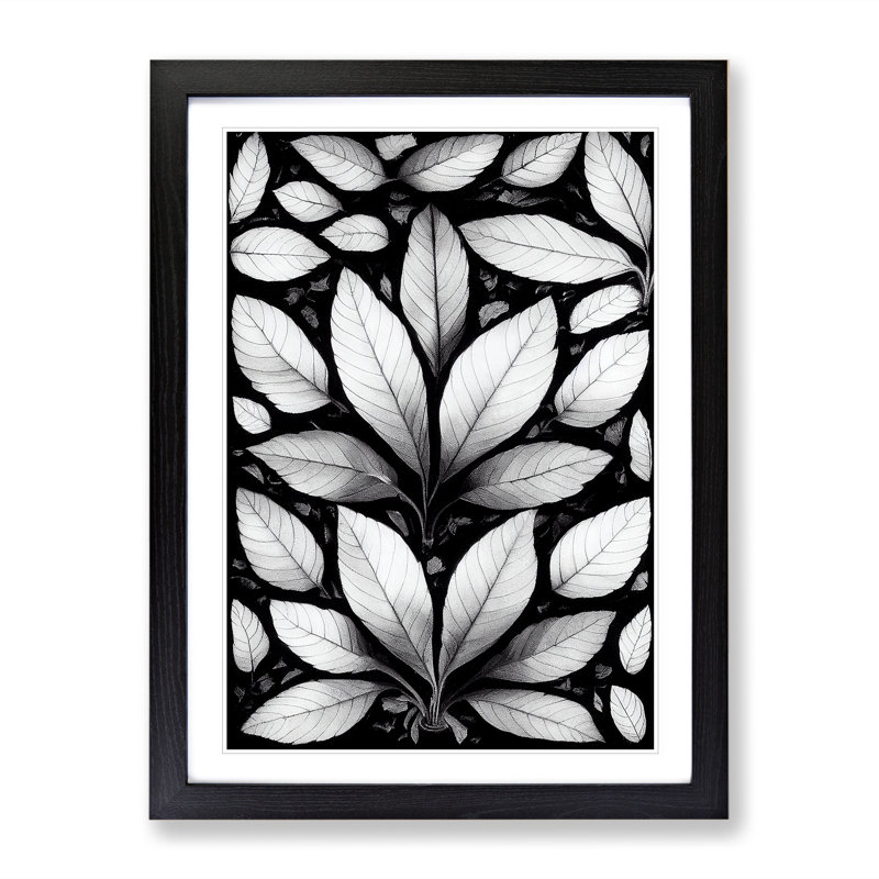 Leaves Pattern No.1 - Framed Print, Black, 64cm H x 46cm W x 2cm D