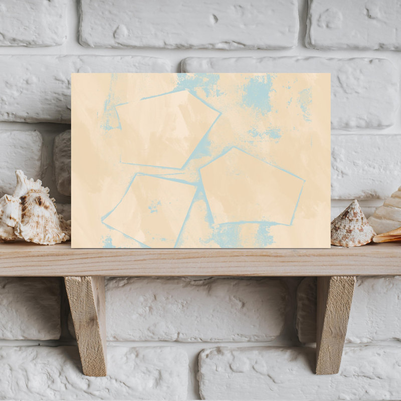 Abstrait formes pastel bleu et blanc abstrait contemporain paysage nature art mural, H 18 po x l 12 po