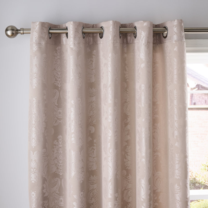 Damask Jacquard Lined Eyelet Curtains, 66cm Width x 182.88cm Drop