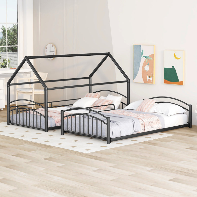 Lit superposé en métal avec glissade, lit pour enfant