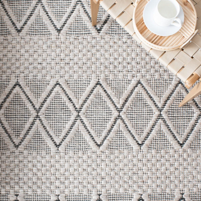 Marbella Hand Woven Wool And Cotton With Latex Geometric Rug, Rectangle 4' x 6'