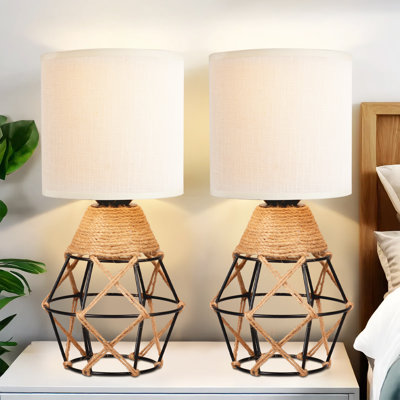 Ensemble de 2 lampes de table tissées avec interrupteur marche / arrêt