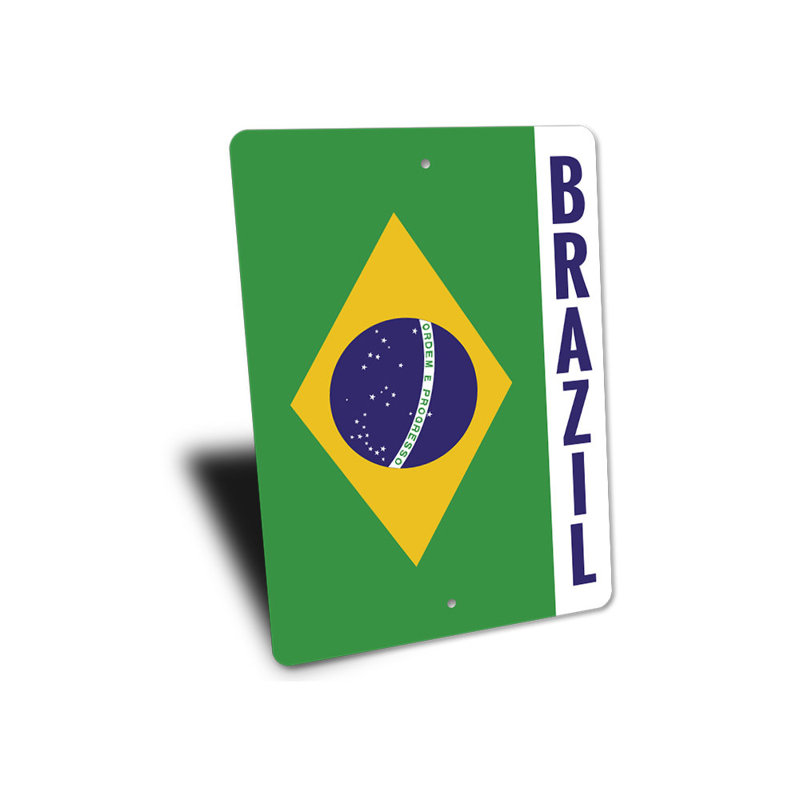 Plaque en aluminium du drapeau du Brésil, H 14 po x l 10 po x P 0,04 po