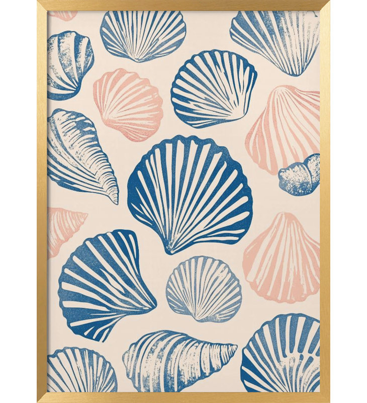 "Seashell", art mural texturé encadré, H 48 po x l 36 po, Cadre doré