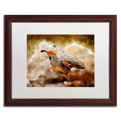 «Hurrying Quail» par Kuehn, reproduction d'art sur toile encadrée