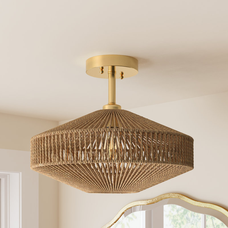 Loran Rattan Semi Flush Mount