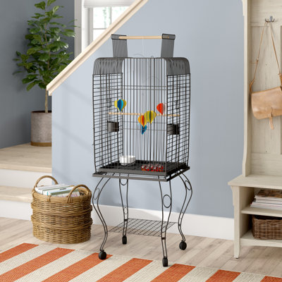 Halbert Open Top Parrot Bird Cage with Stand