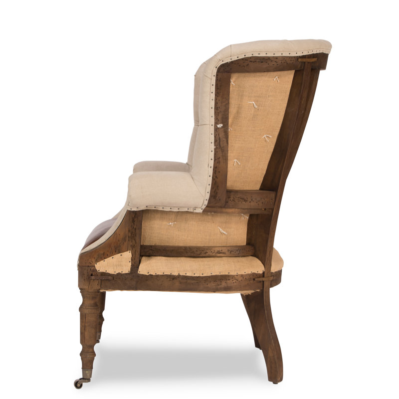 Welsh Leather Tufted Wingback Chair