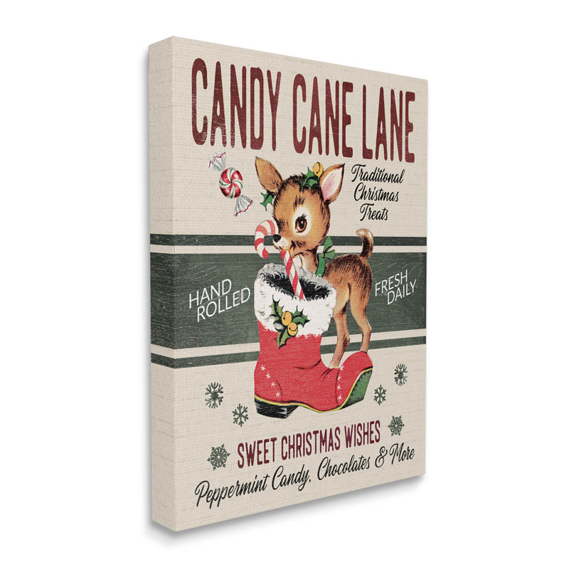 " Candy Cane Lane Vintage Reindeer Boot " by Jo Moulton, 20" H x 16" W x 1.5" D