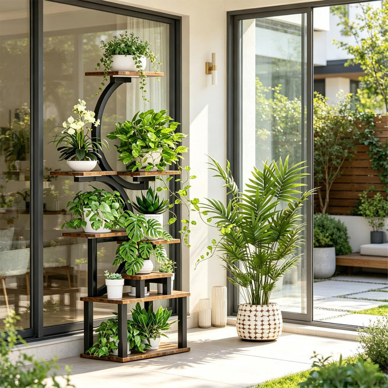 Support pour plante d'intérieur à 8 niveaux avec 5 lumières de culture - 10 niveaux de gradation continue, tuyau en acier épaissi