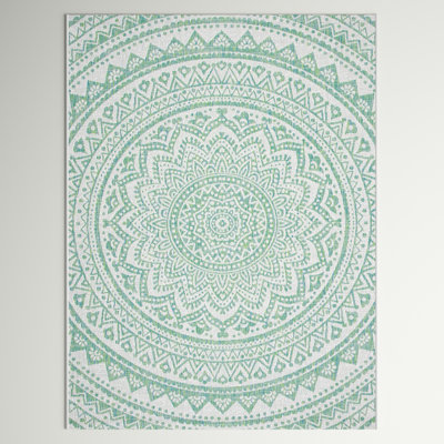Tapis intérieur / extérieur ivoire / vert Elida