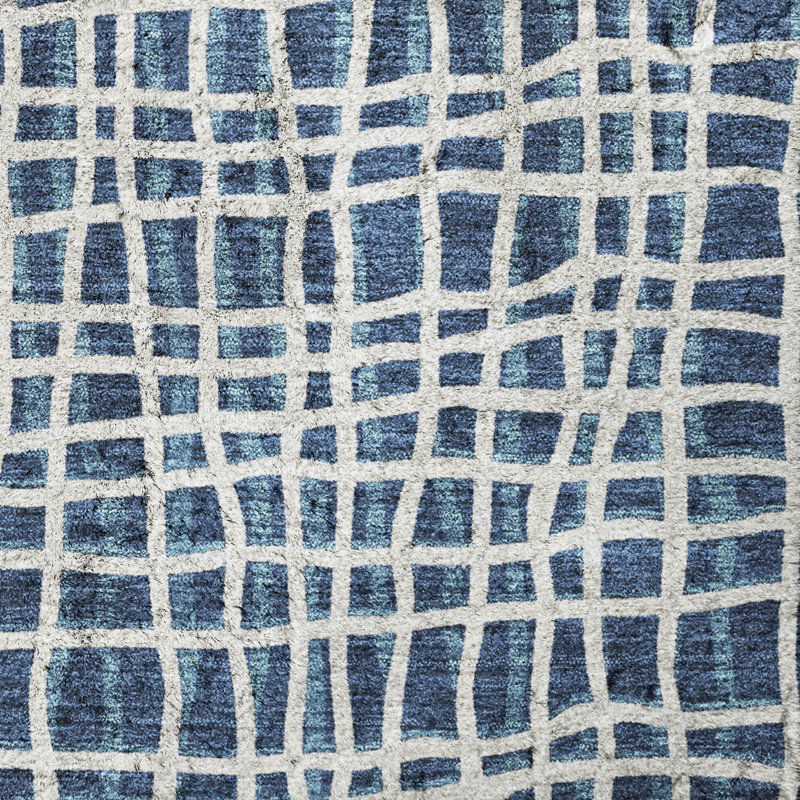 Tapis à rayures Dream Shag ADS729 lavable à la machine de qualité supérieure, Navy, 10' x 14'