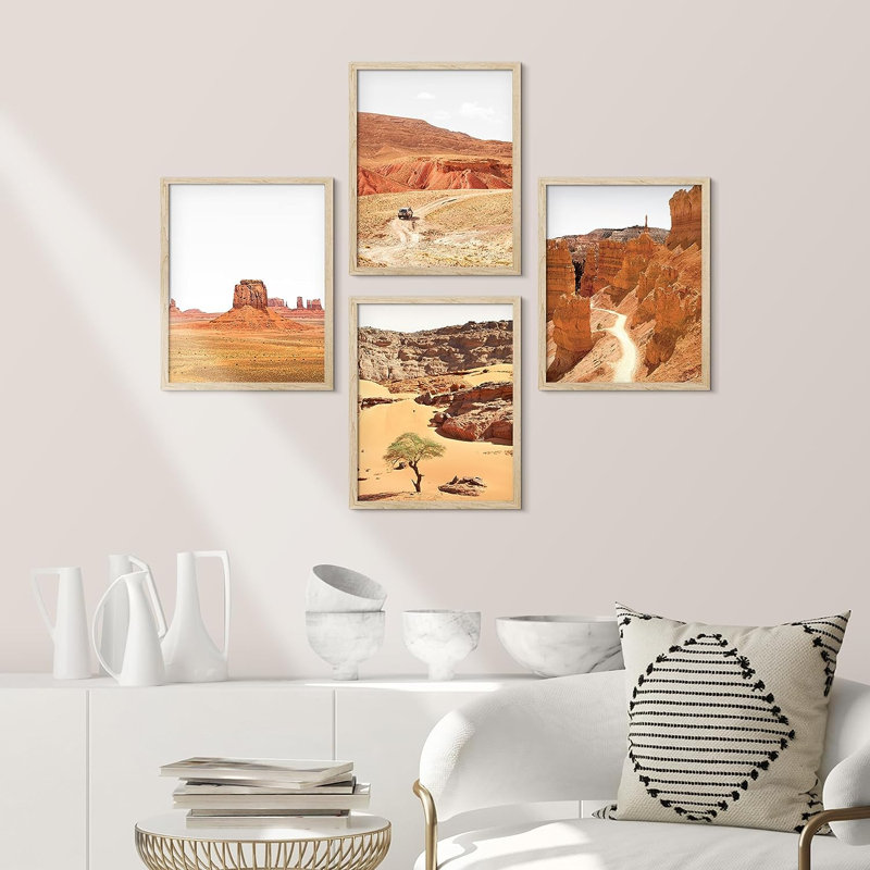 Arizona Texas Mountain Valley, reproduction encadrée de 4 pièces, H 16 po x l 12 po x P 1 po, Encadré naturel