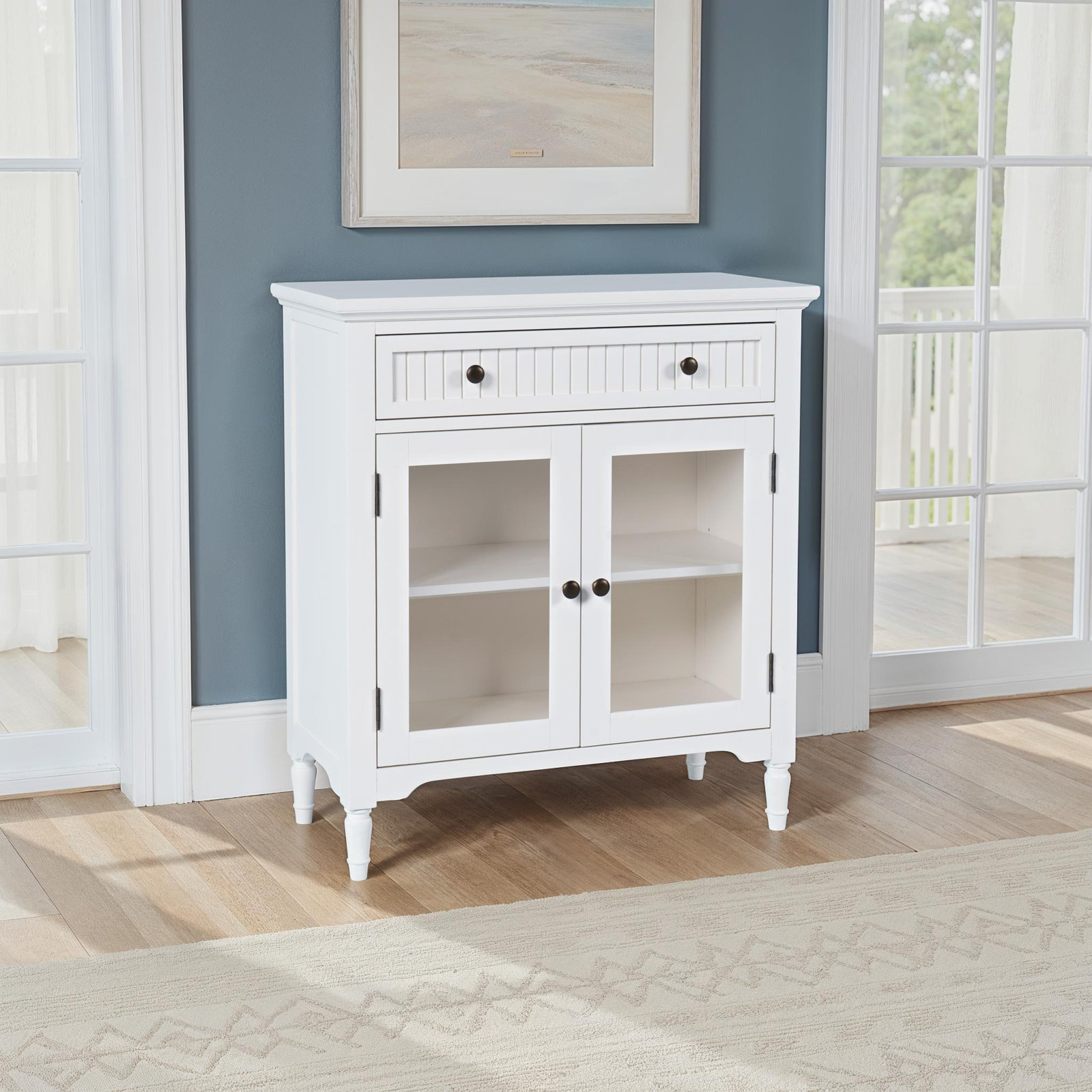 Pearce 32" Glass Door Accent Cabinet, White