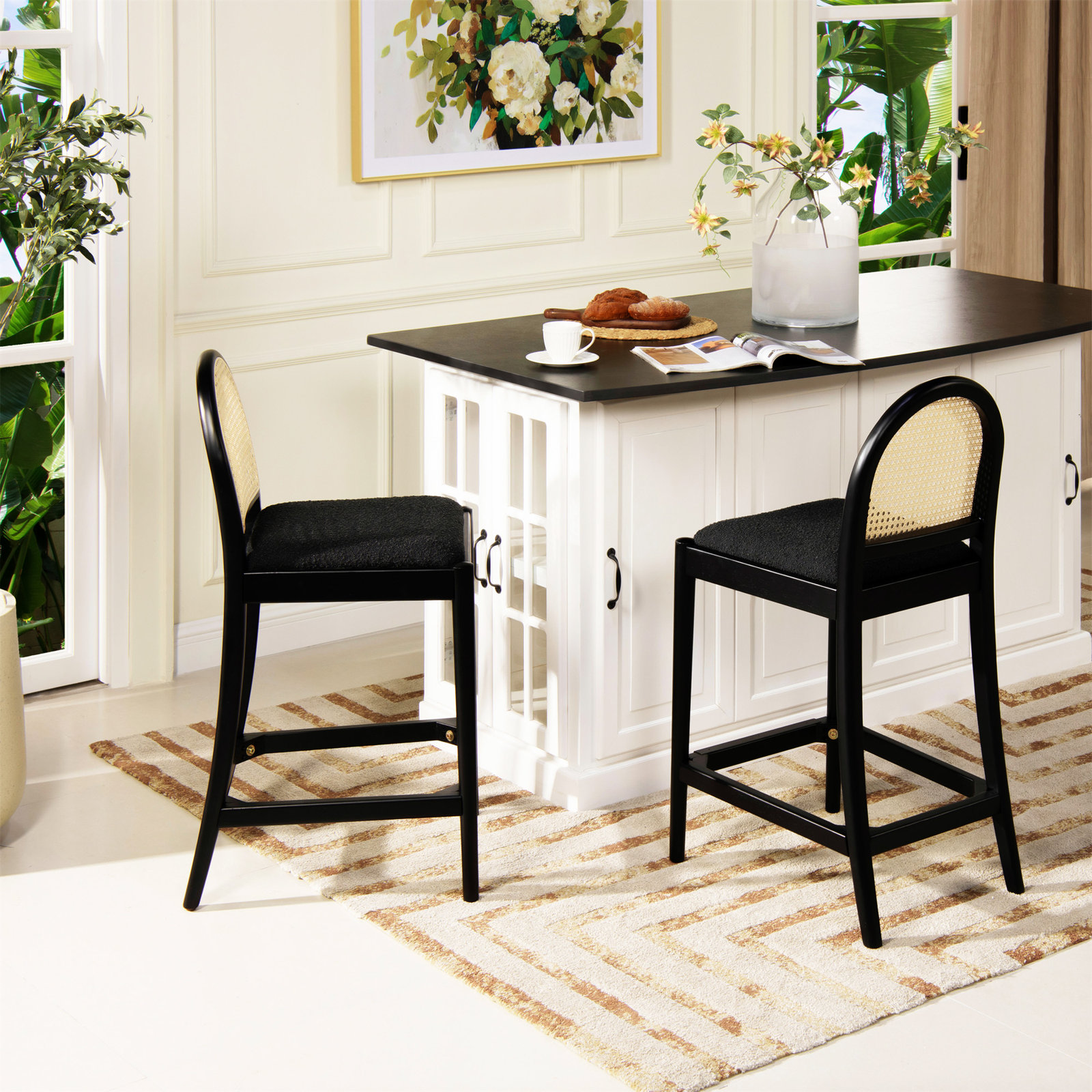Cossette Upholstered Counter Stool, Black