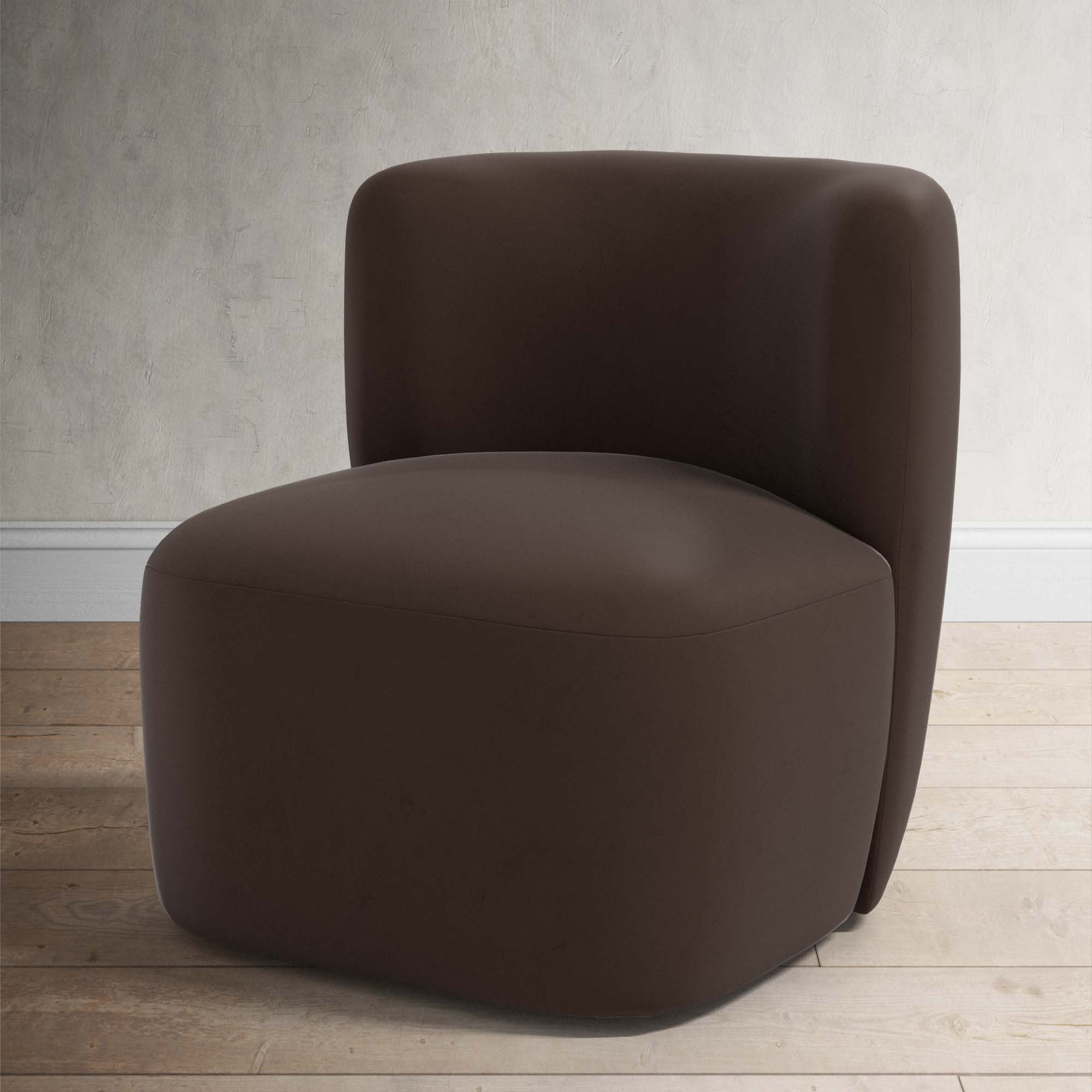Mariza Upholstered Swivel Accent Chair, Classic Chocolate Velvet