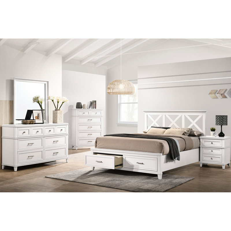 White Nightstand With 3 Drawers And - Solid Wood & , Custom Hardware Drawer In Crisp Included, Manufactured
