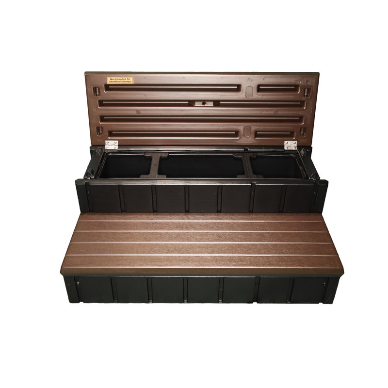 Espresso 36" Plastic Storage Spa Steps with Hidden Compartment