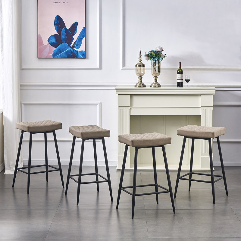 Maigi 70cm Upholstered Faux Leather Stool, Latte