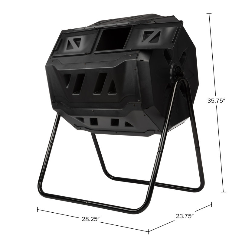 Pure Garden Compost Tumbler - 43Gal Compost Bin with Dual Chambers, 360-Degree Rotating Design, and Garden Gloves Included - Homesteading Supplies
