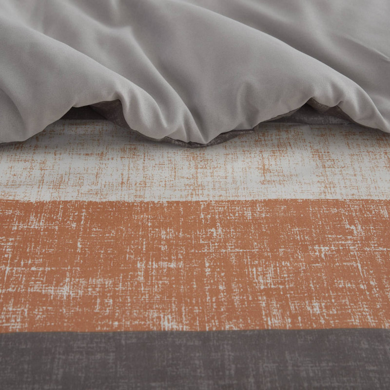 Jaxon Comforter Set with Bed Sheets, King Comforter + 6 Additional Pieces, Coral/Gray