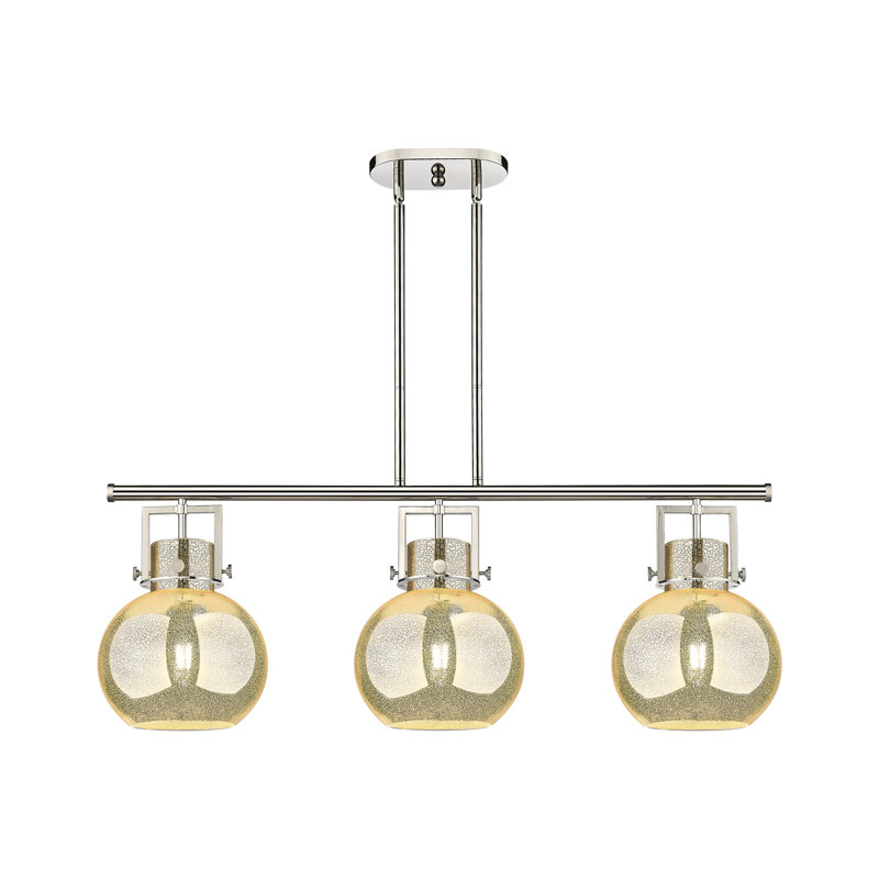 Gainsborough - 3 Light Stem Hung Arched-Frame Island Light, Nickel poli