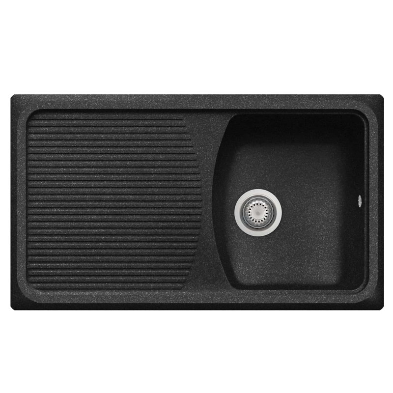 Belfry Kitchen Connors 500mm W Single Bowl Granite Kitchen Sink with 1 Faucet Hole, Ebony Black