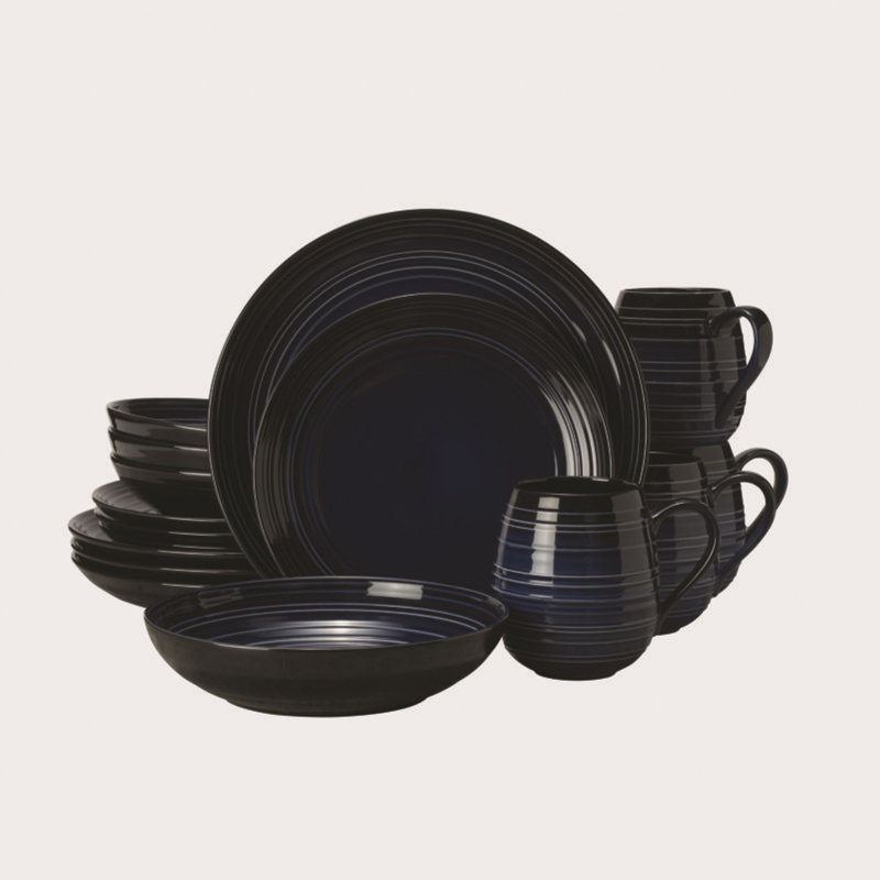 Service de table 16 pièces, service pour 4 Swirl Coupe, Dégradé cobalt