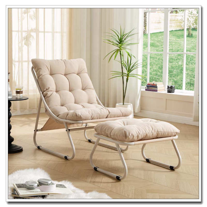 Chaise longue d'extÃ©rieur avec repose-pieds, Beige