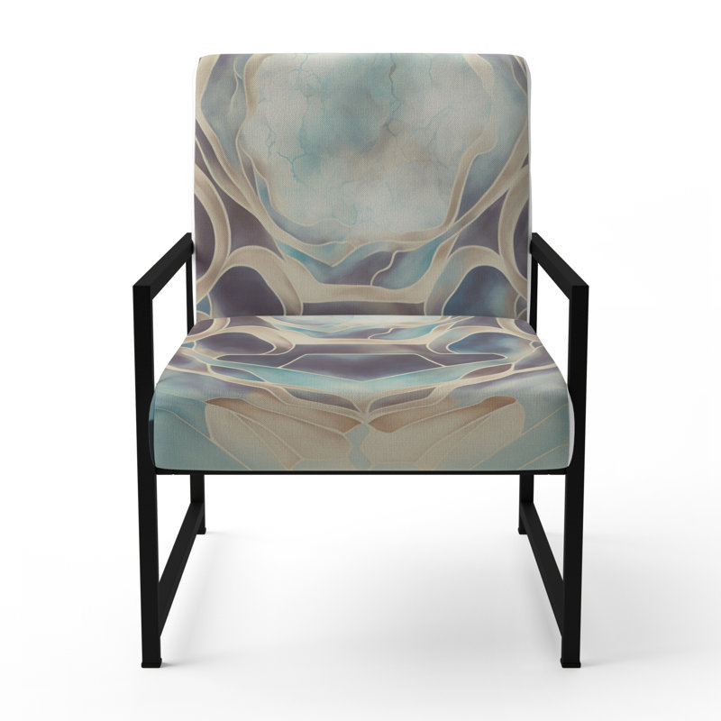 Chaise avec accoudoirs rembourrée à motif géométrique abstrait Brickner, Noir, noir, noir, noir