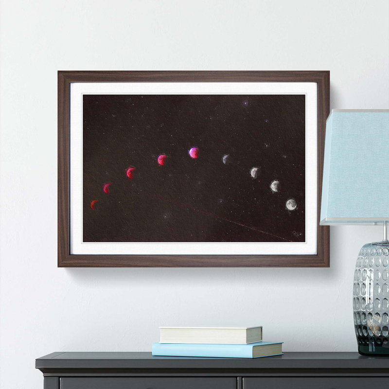 Lunar Eclipse - Picture Frame Painting Print, 27cm H x 36cm W x 2cm D, Walnut Framed