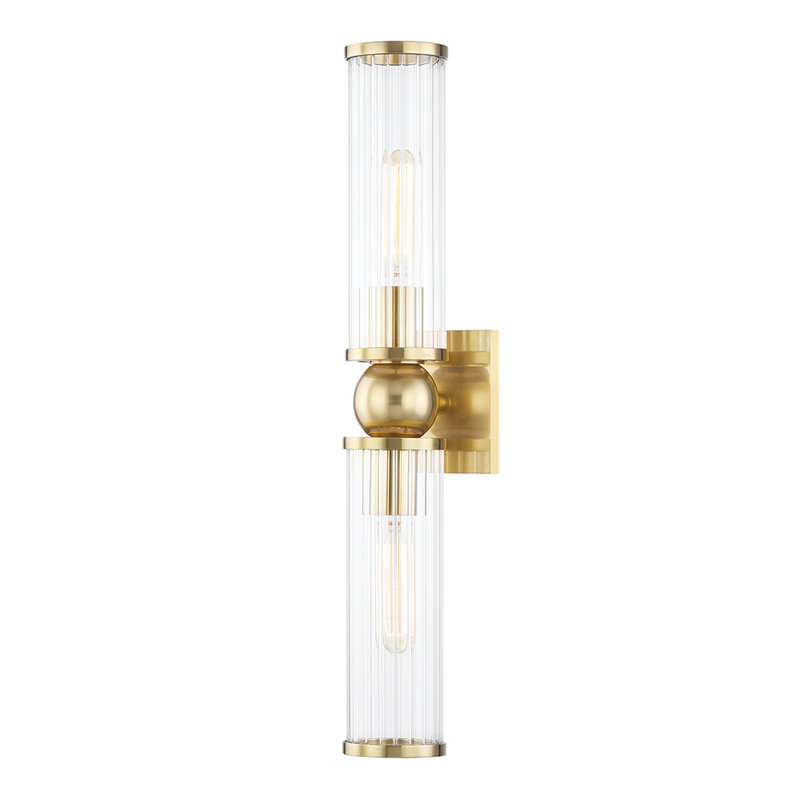 Malone 2 Light Wall Sconce, Aged Brass