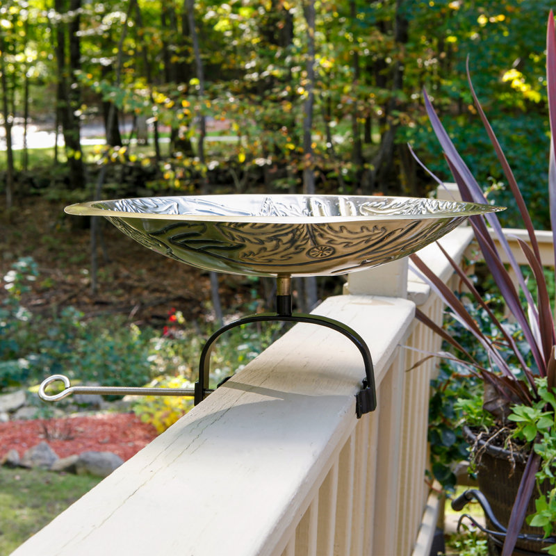 Three Hares Birdbath with Over Rail Bracket