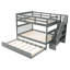 Lit superposé gris avec lit gigogne simple. Fabrication en bois massif. Vaste choix de rangement. Idéal pour la chambre à coucher et le dortoir. Pas de sommier nécessaire. Pieds en pin. Rangement fonctionnel.-330263550