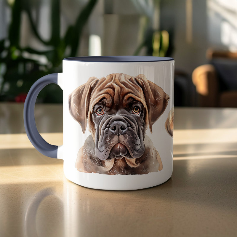 11oz Watercolour Brittany Dog Portrait Design Coffee Mug, 1, Navy
