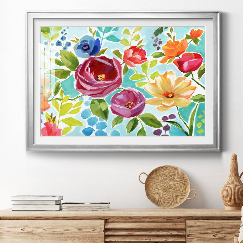 Modern Garden IV - peinture encadrée, H 22,5 po x l 30,5 po x P 1,5 po, Papier avec cadre argenté, Blanc mat