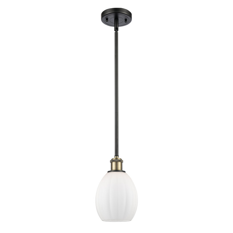 Bolduc 1 - Light Single Pendant, Brushed Satin Nickel, Matte White, 6 Watt Vinage LED Bulb
