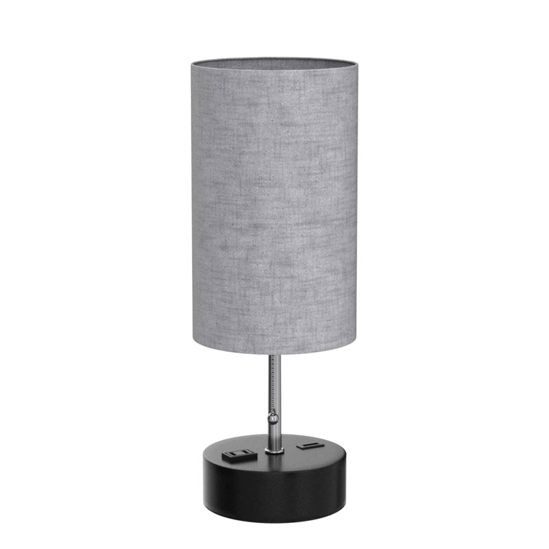 3-Color Temperature Table Lamp with USB A Port and C Port, Gray