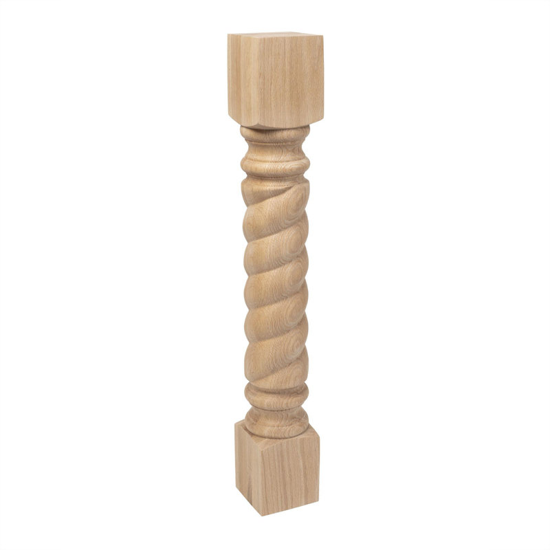 35-1/4" High Corner Post Island Legs. 1 Piece, 5" Wide, Red Oak