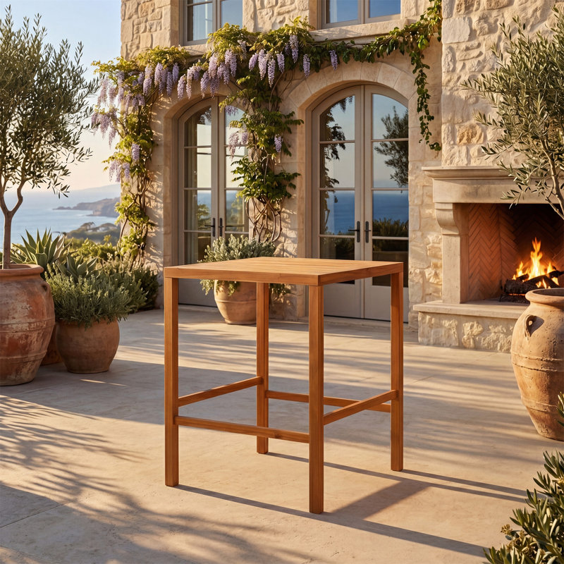 Solid Wood Outdoor Dining Table , 35.04 " W 35.04 " D