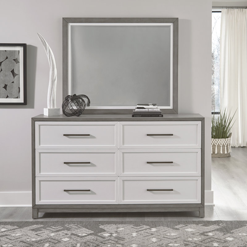 Commode 6 tiroirs et miroir Maddison