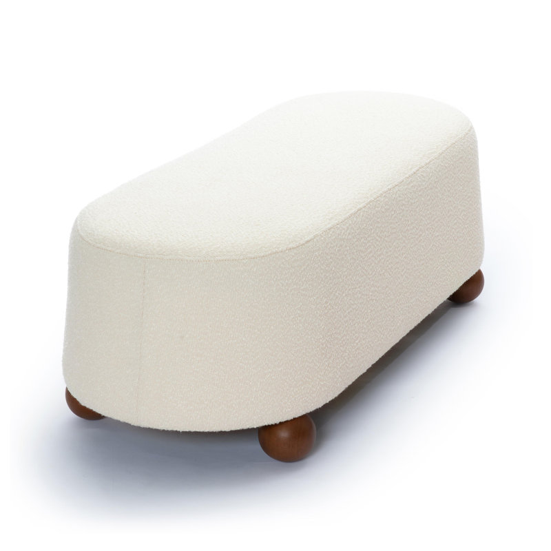 Grand repose-pieds Rumfelt, Crème, crème, Bois naturel