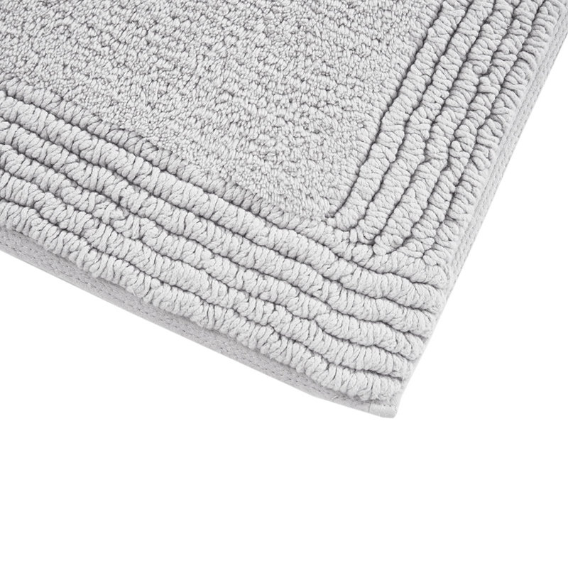 Tapis pour salle de bain réversible en coton touffeté 3000 g / m², gris, 21 po x 34 po, Simple - L 34 po x l 21 po