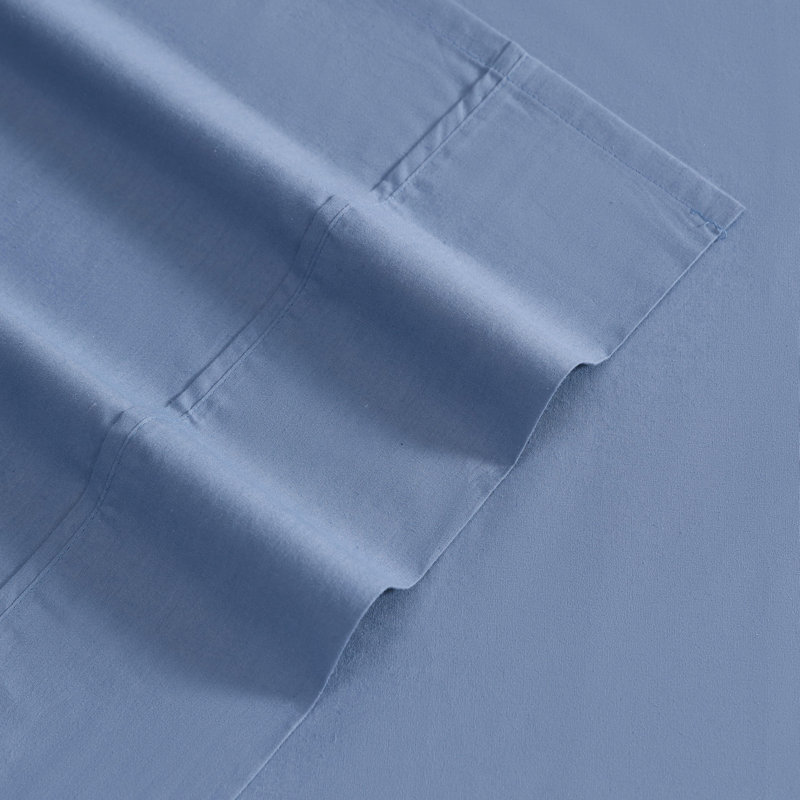 Ensemble de draps en coton percale Eddie Bauer, Ensemble de draps pour très grand lit + un drap-h, Bleu