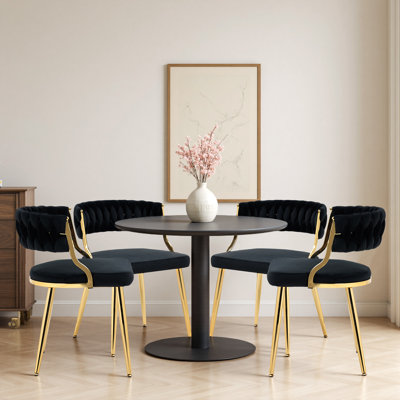 Christal 21.65'' W 4-Piece Velvet Dining Chair Set with Metal Legs