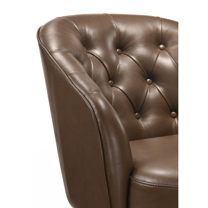 Jayden-Sean Upholstered Accent Chair, Mahogany Genuine Leather