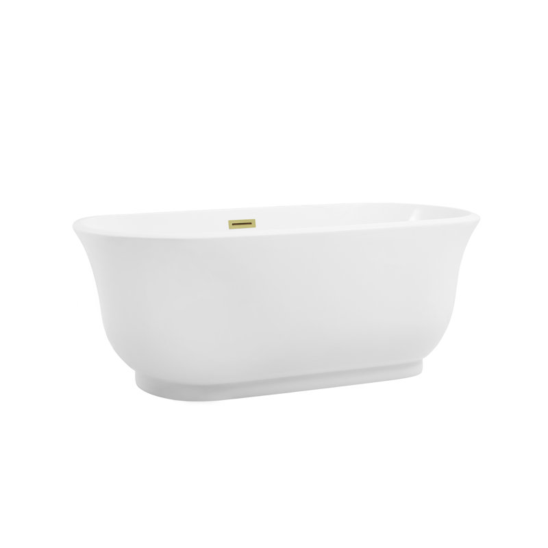 Chaylynn 59'' x 28'' Soaking Acrylic Bathtub, Brushed Gold
