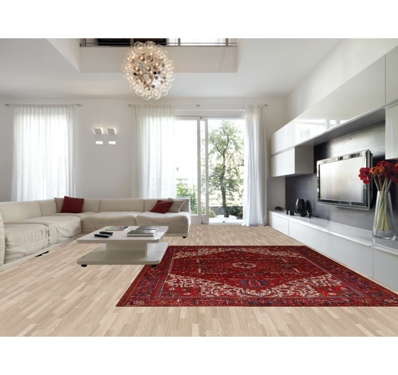 Tapis rouge géométrique 10 x 13 po